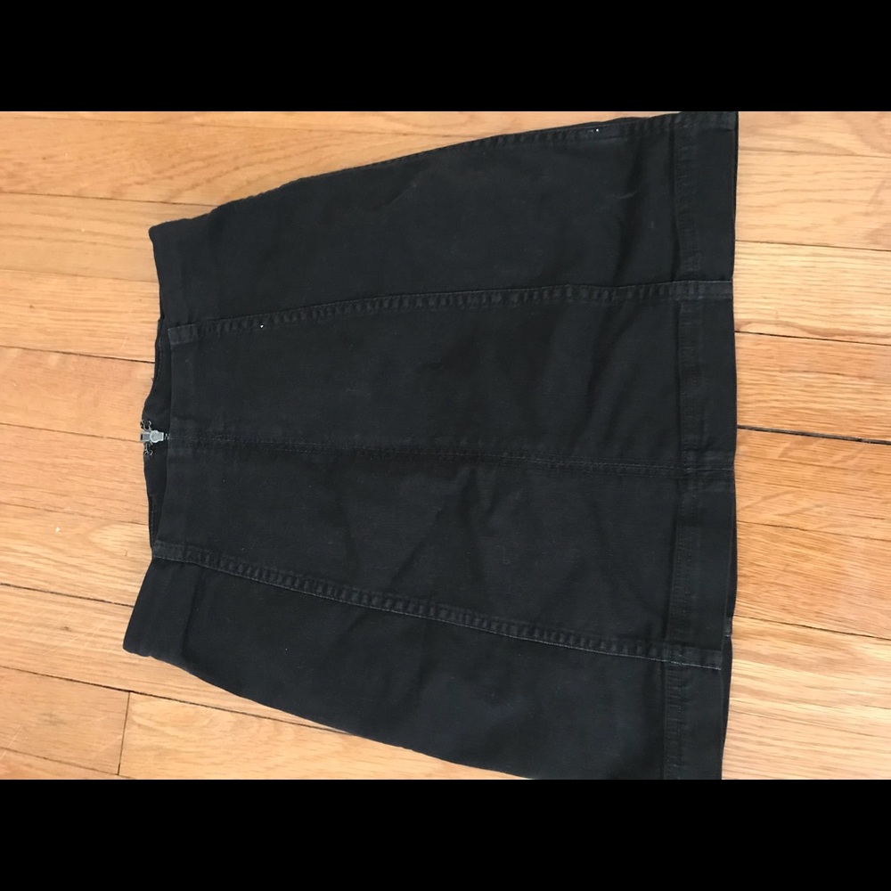 Free people black denim mini skirt